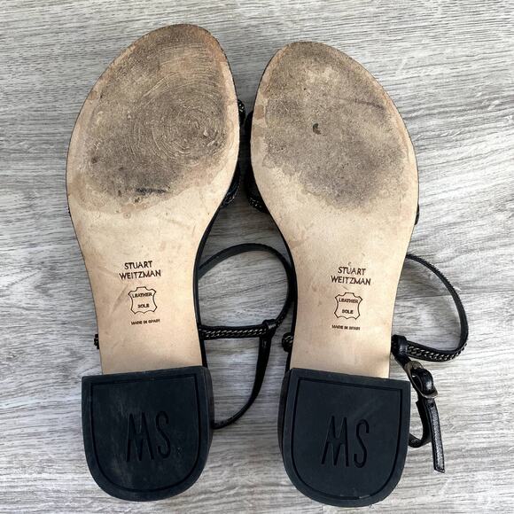 Stuart Weitzman Black Sandals with Chain straps Size 6 Block Heel - Picture 9 of 12